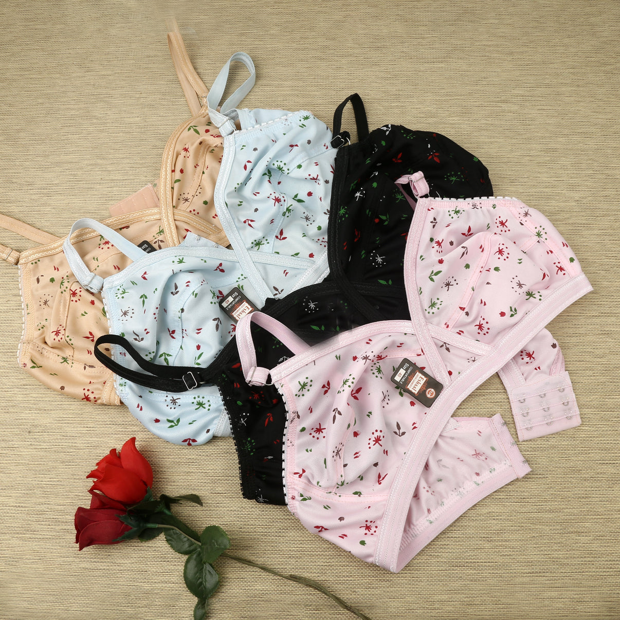4 Piece Comfortable Printed Jersey Bra